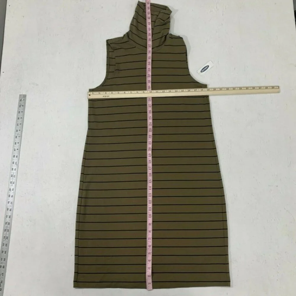 Old Navy Turtleneck Shift Dress Women Size M Stripe Sleeveless Knit Knee Length - Picture 6 of 10
